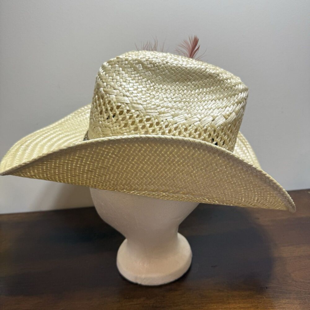 Stetson Roadrunner Bryant Finish Straw Western Cowboy Hat Sz 7 1/4 Vintage - Picture 4 of 10